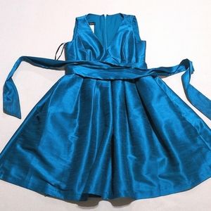 Alfred Sung Flared Pleated Deep Teal Dress Size 14